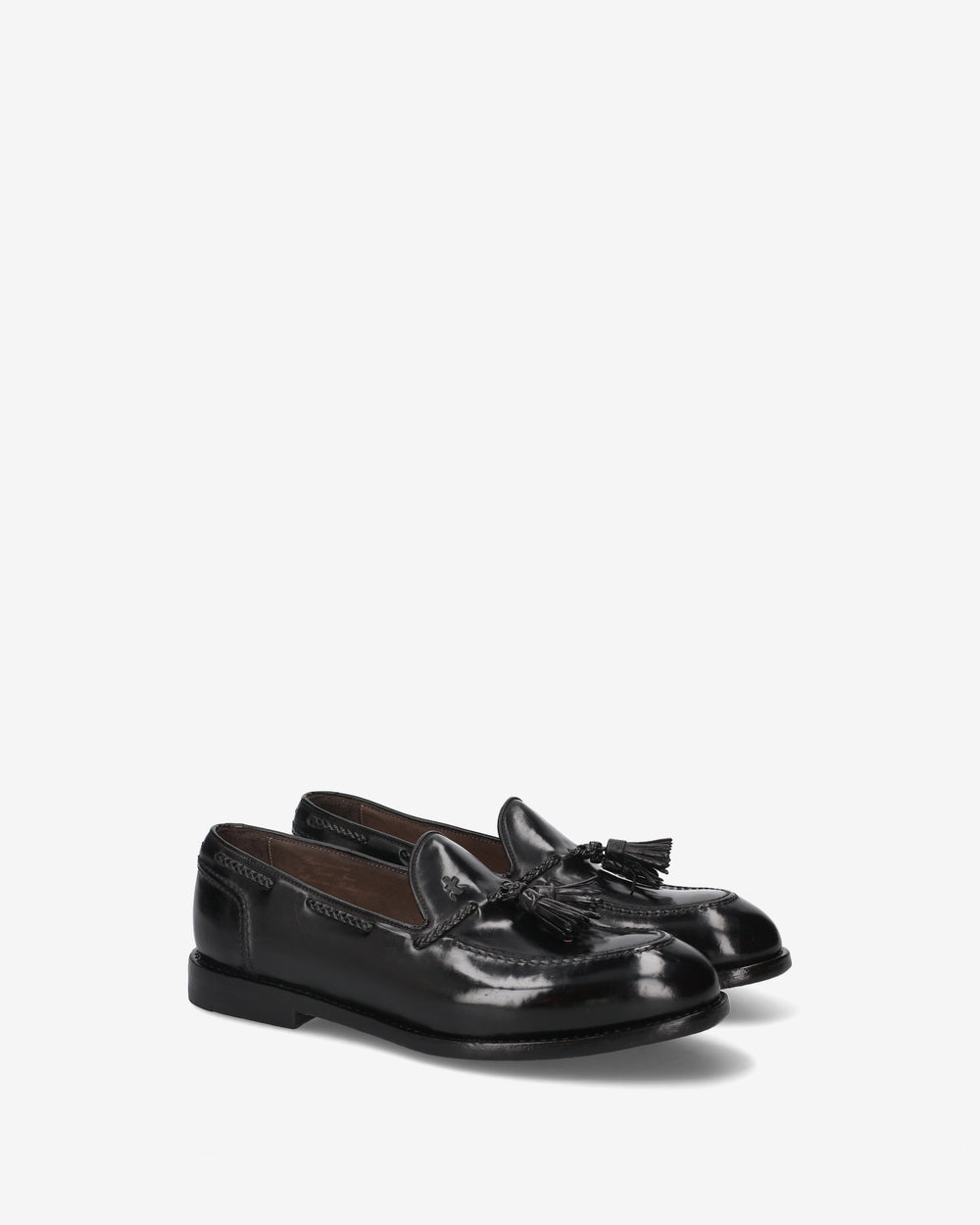 Mocassini con nappine in cordovan nero