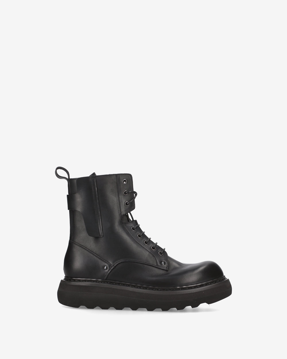 Maxi Combat Boots in Black Elba Leather