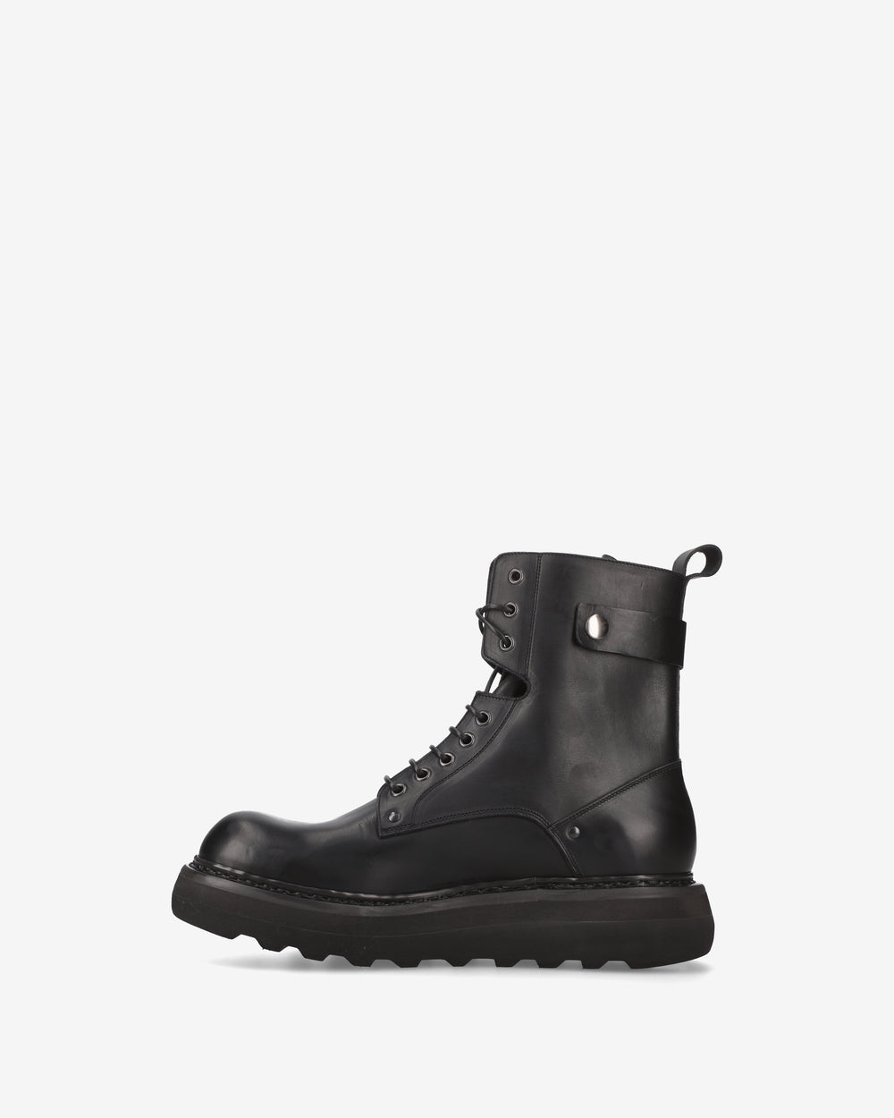 Maxi Combat Boots in Black Elba Leather