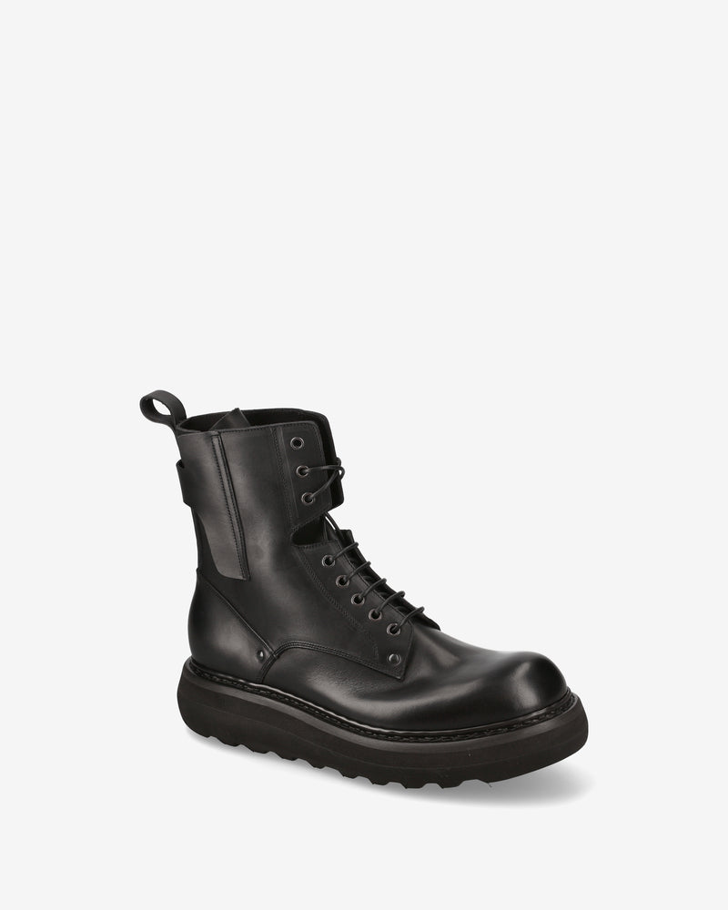 Maxi Combat Boots in Black Elba Leather