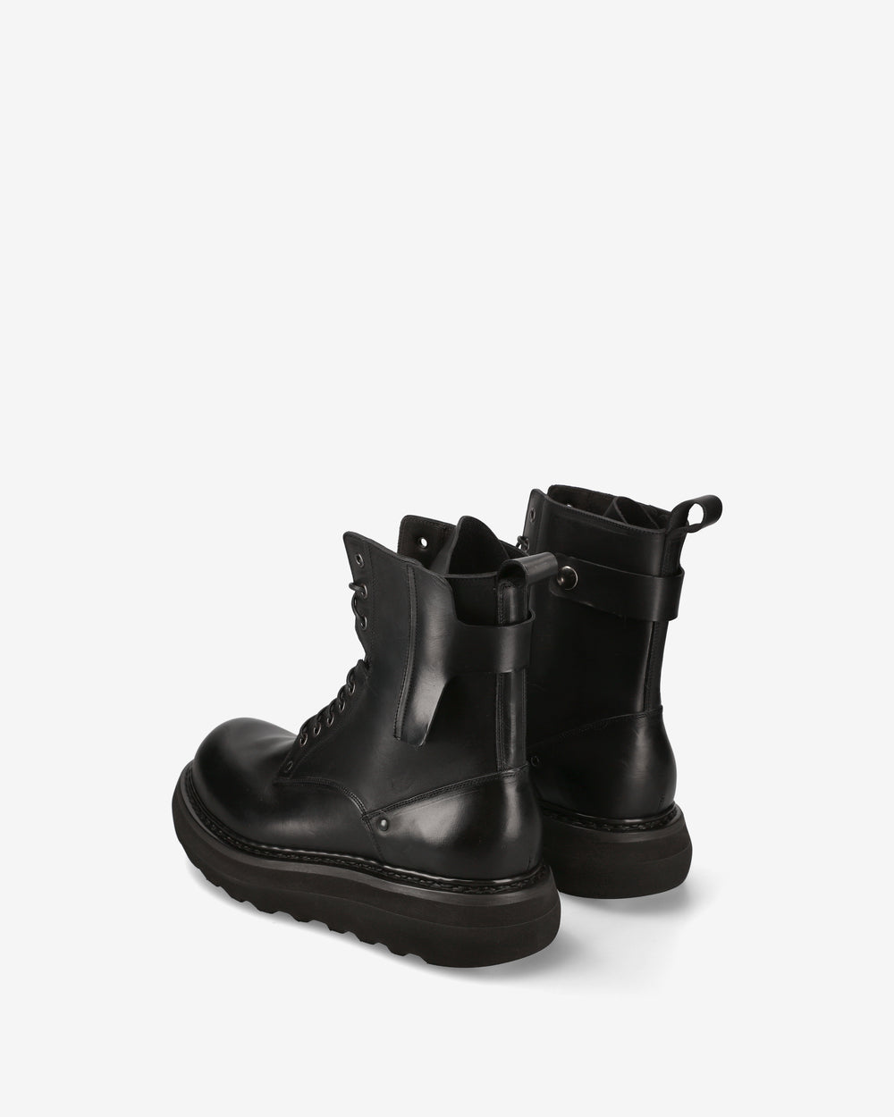 Maxi Combat Boots in Black Elba Leather