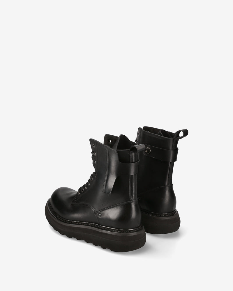 Maxi Combat Boots in Black Elba Leather