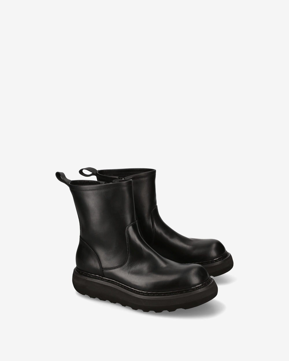Maxi Ankle Boots in Black Elba Leather