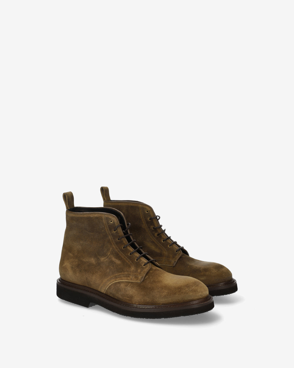 Vintage Mud-Colored Lace-Up Ankle Boots