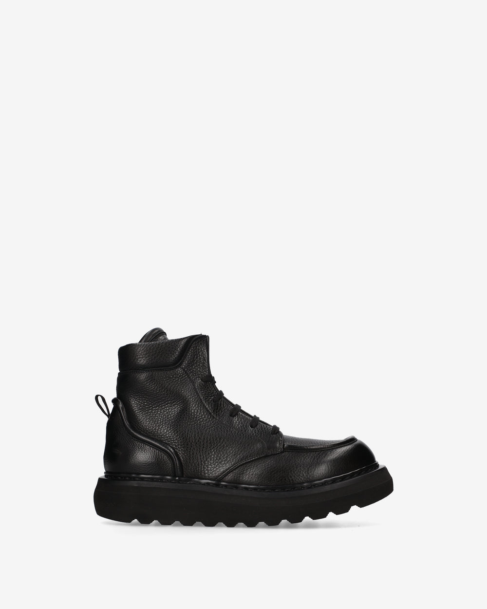 Black leather lace-up ankle boots