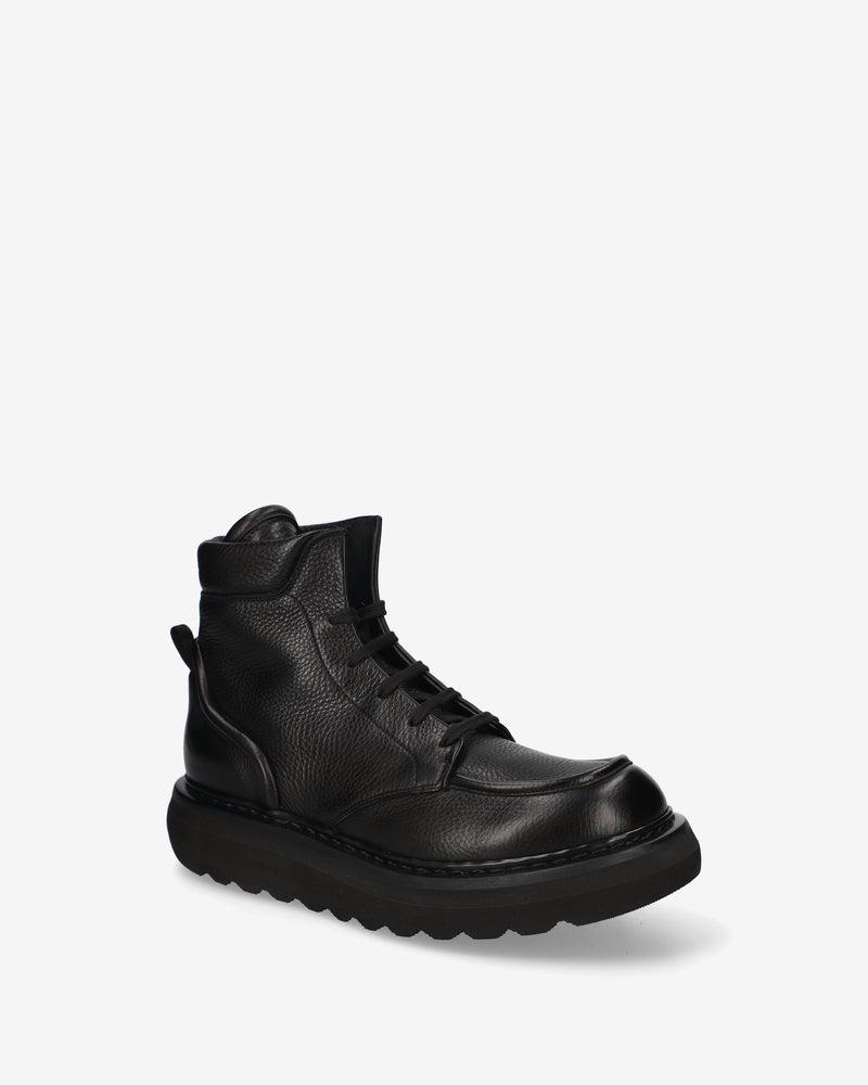 Black leather lace-up ankle boots