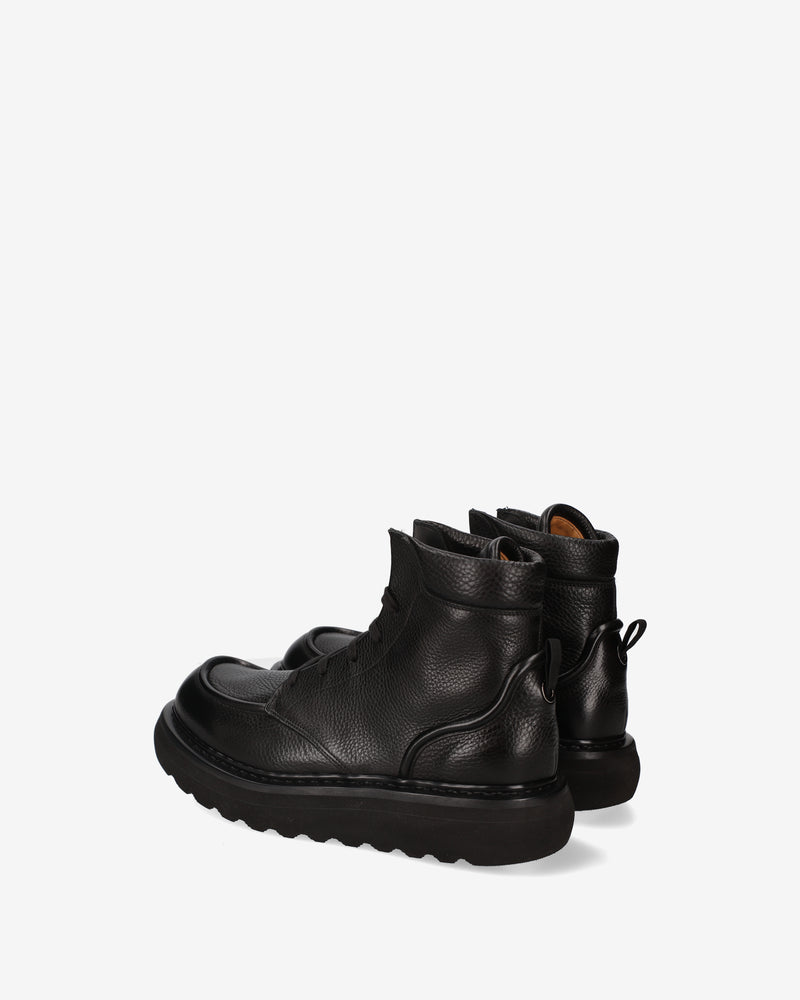 Black leather lace-up ankle boots