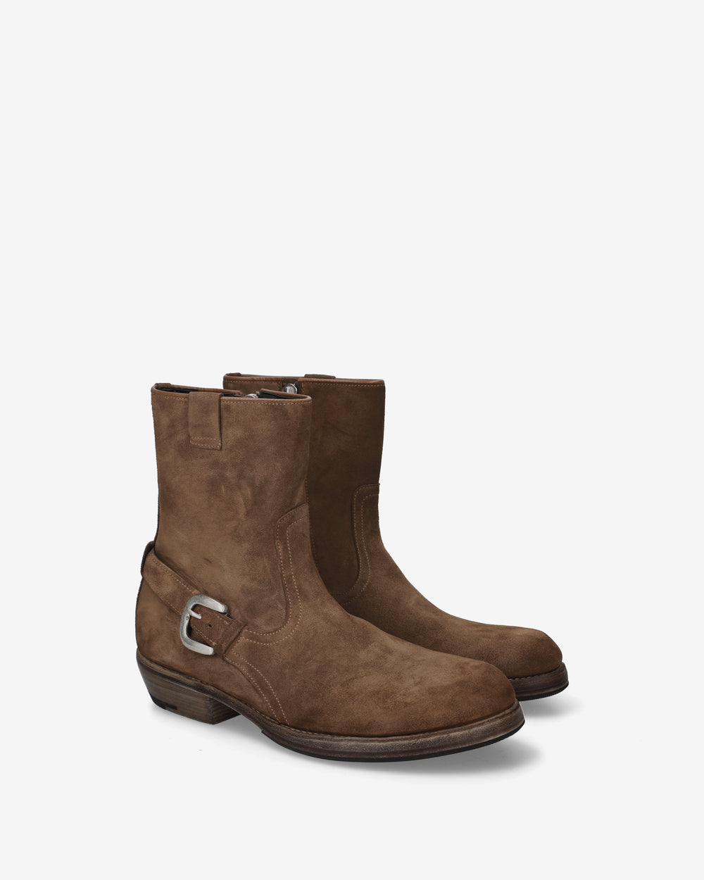 Vintage Brown Biker Ankle Boots