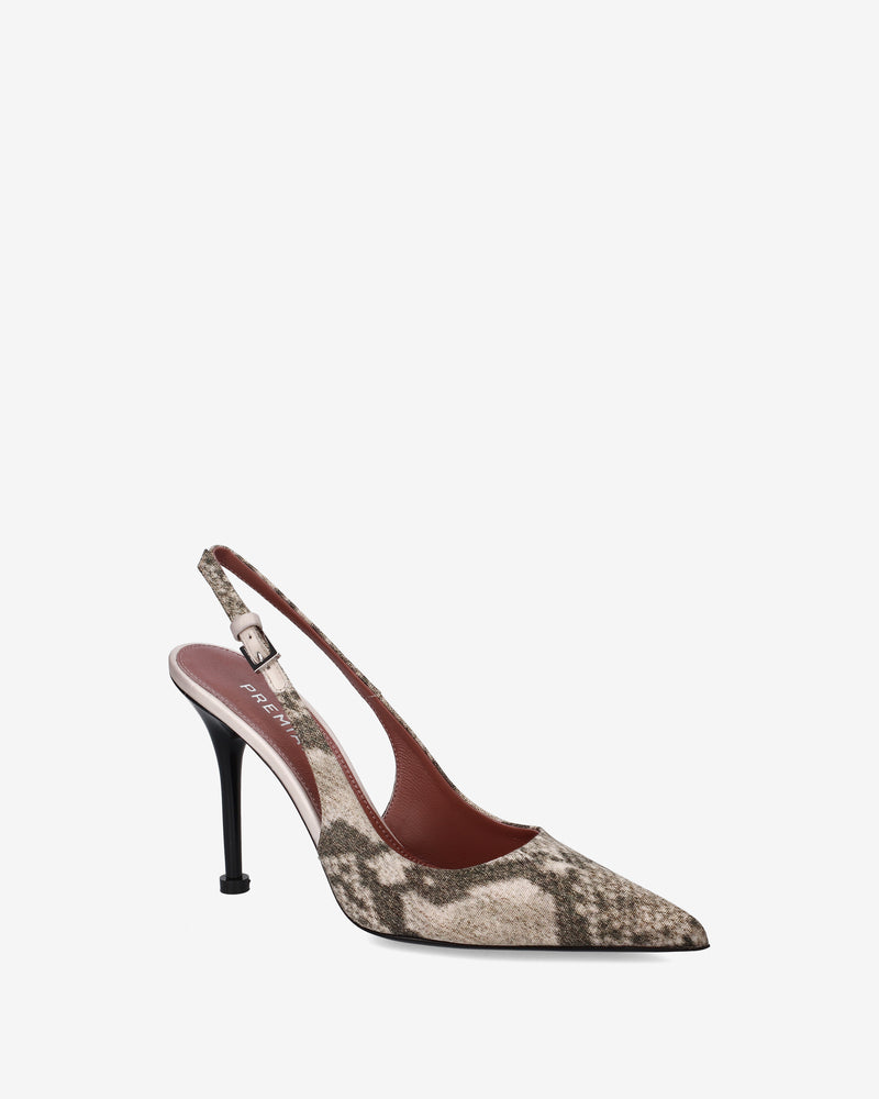 Décolleté slingback in pelle stampa pitone