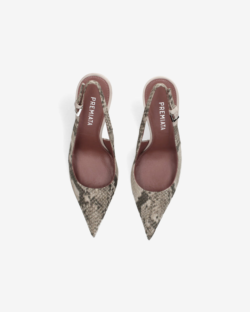 Décolleté slingback in pelle stampa pitone