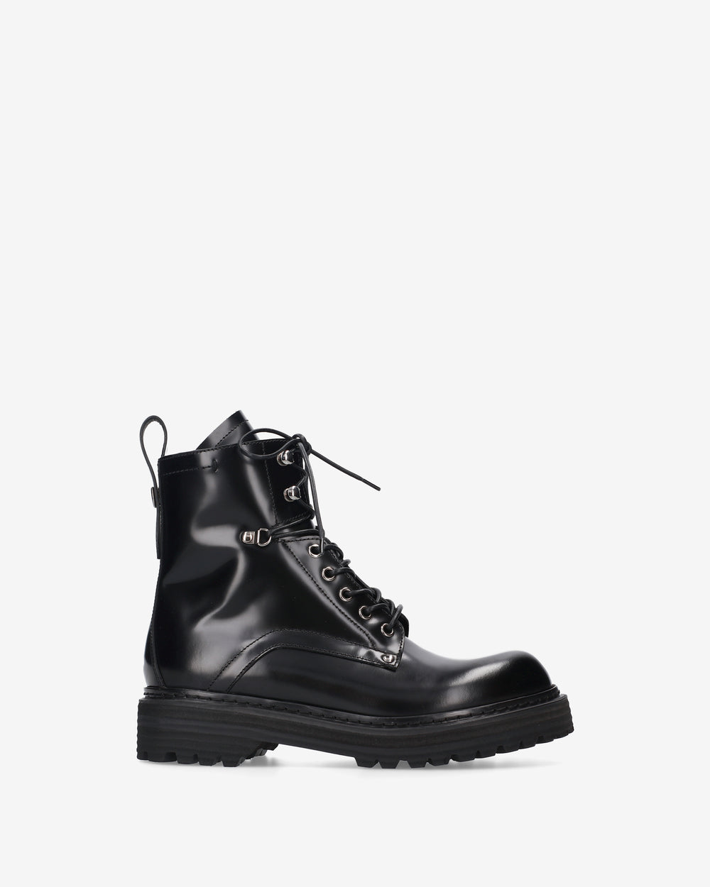 Black Leather Anfibio Platform Shoes