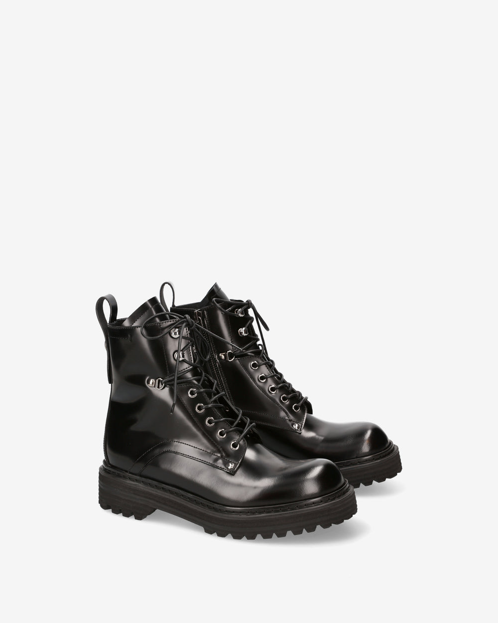 Black Leather Anfibio Platform Shoes