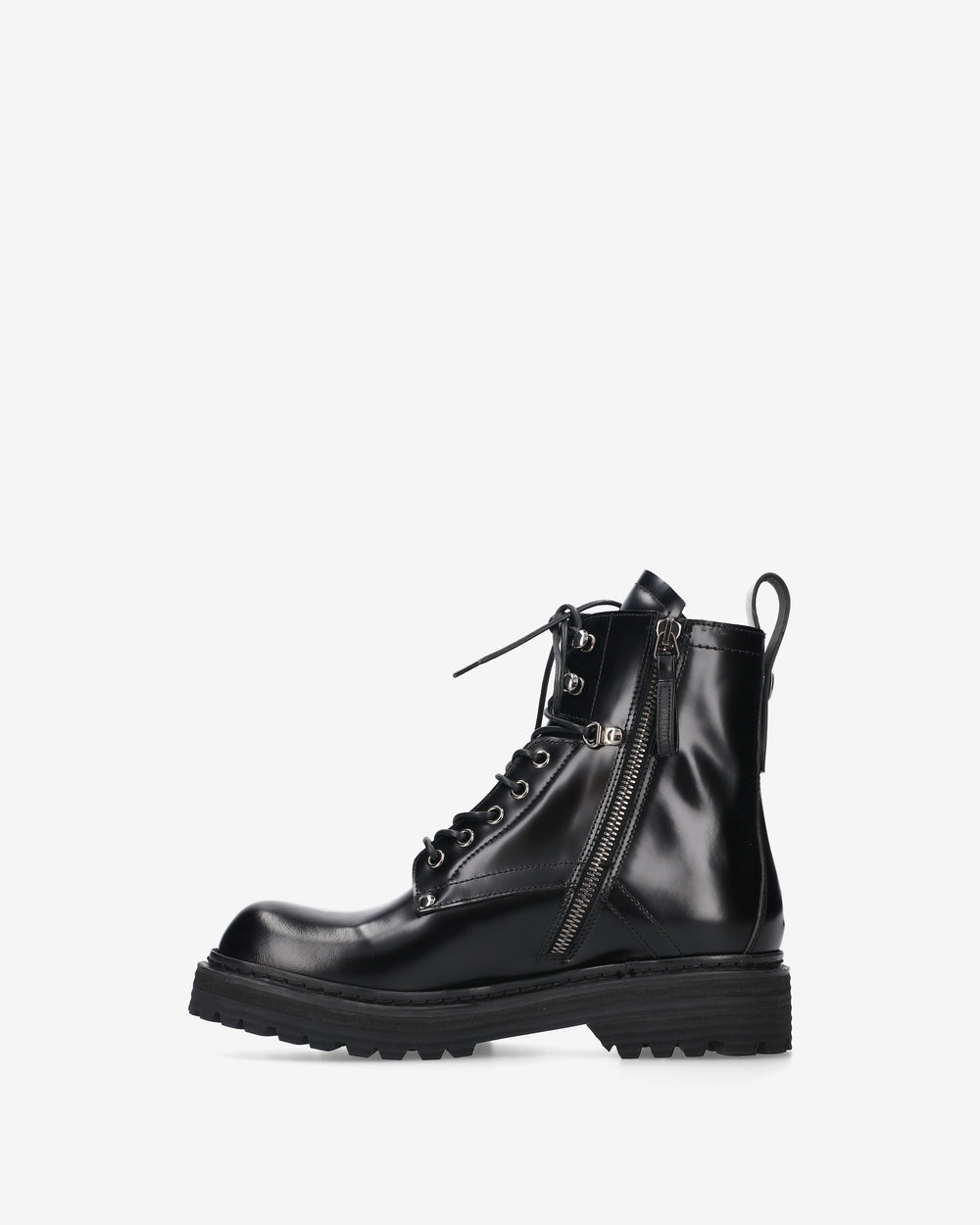 Black Leather Anfibio Platform Shoes