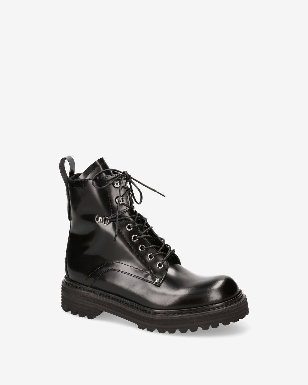 Black Leather Anfibio Platform Shoes