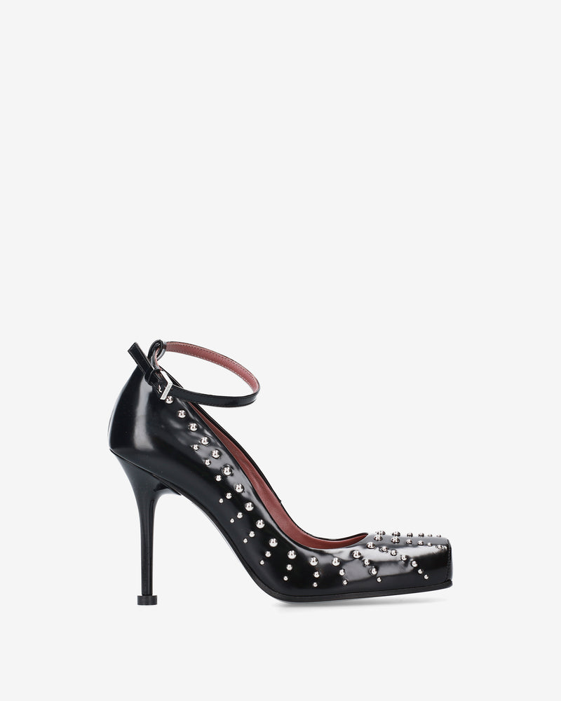 Black Leather Studded Pumps