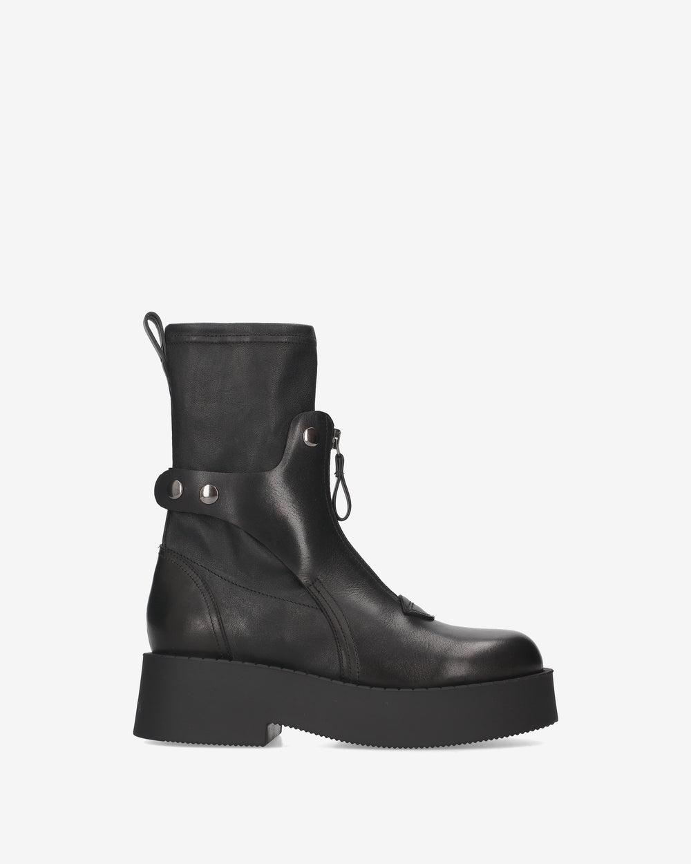 Leather ankle boots with a studded strap