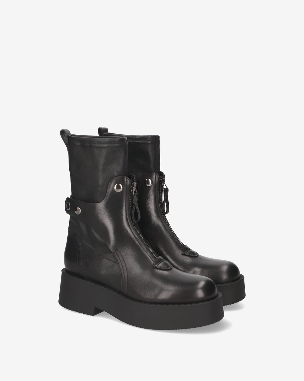 Leather ankle boots with a studded strap