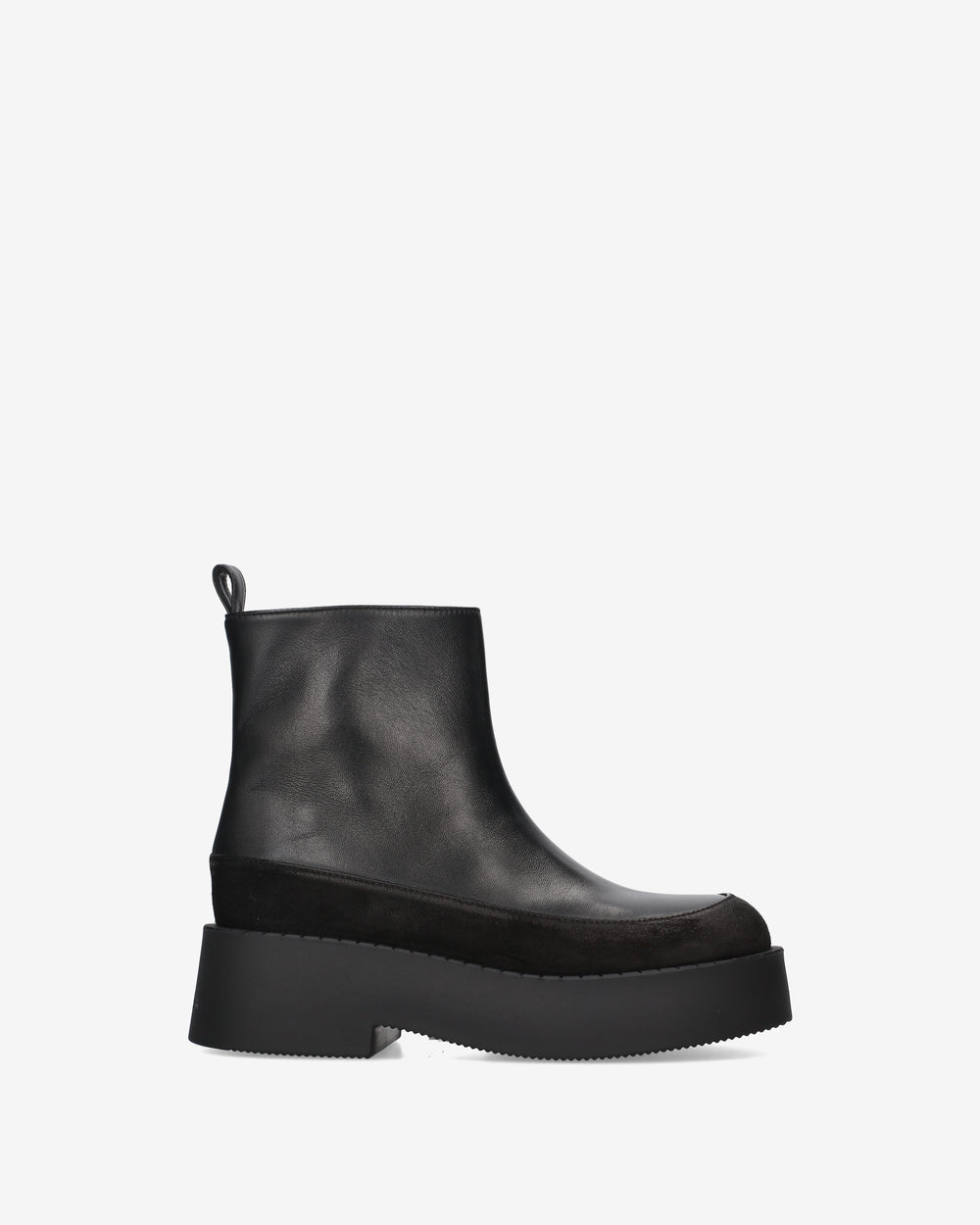 Leather and suede platform ankle boots