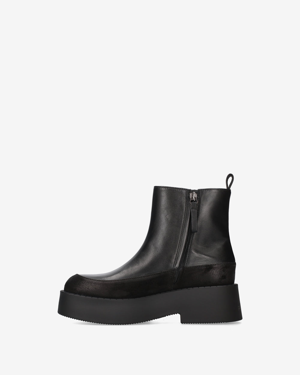 Leather and suede platform ankle boots