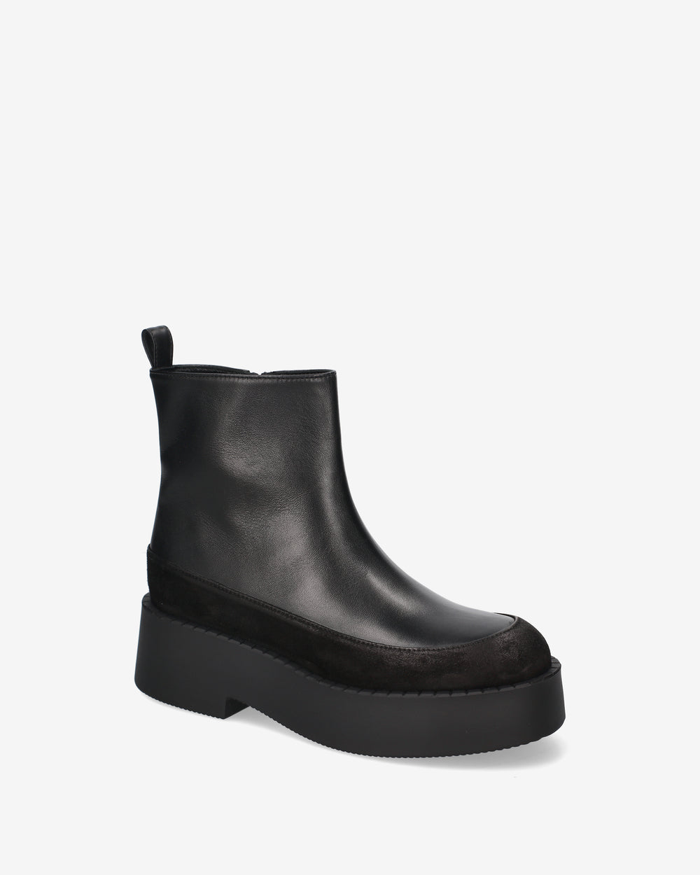 Leather and suede platform ankle boots
