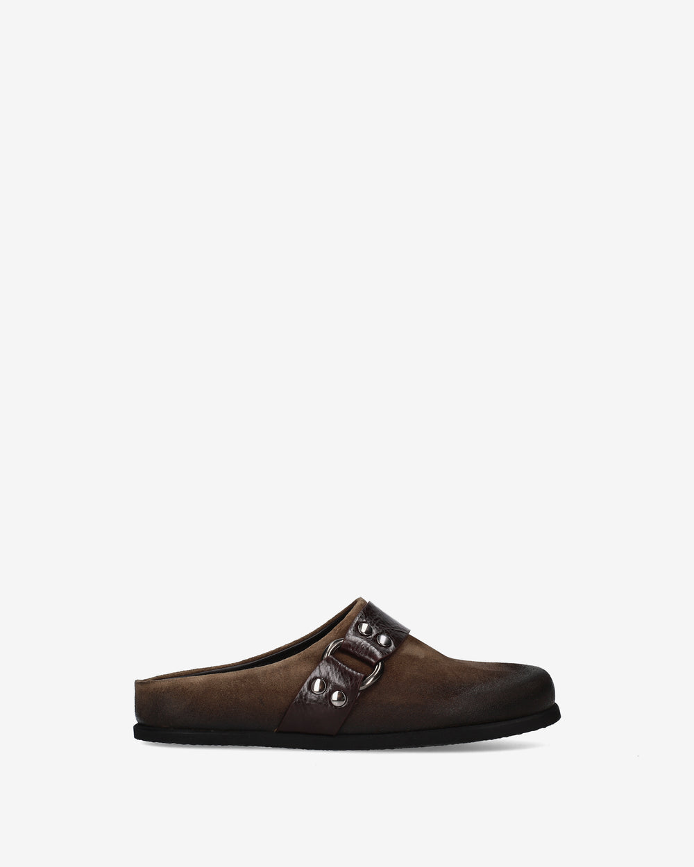 Brushed leather mules