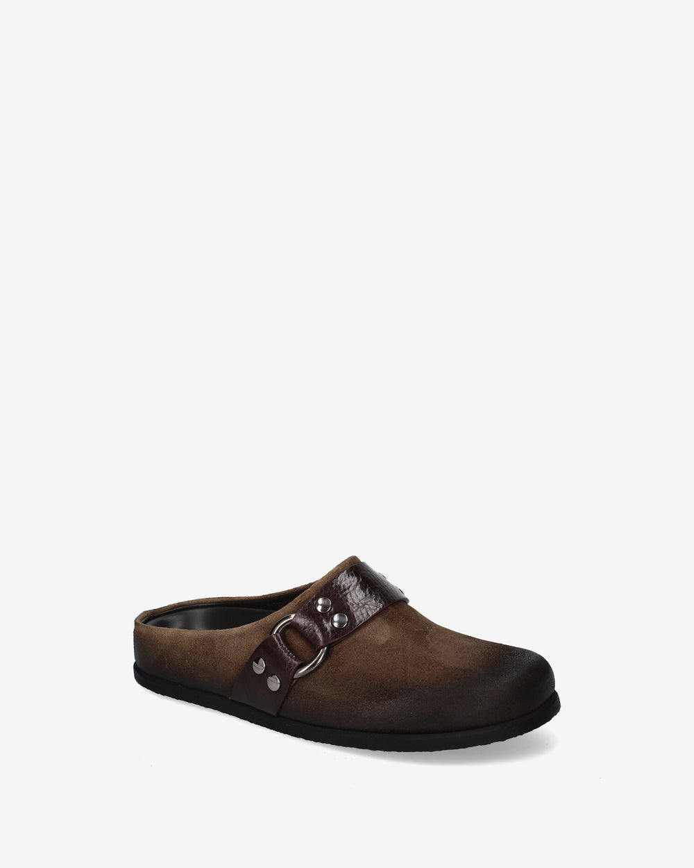 Brushed leather mules