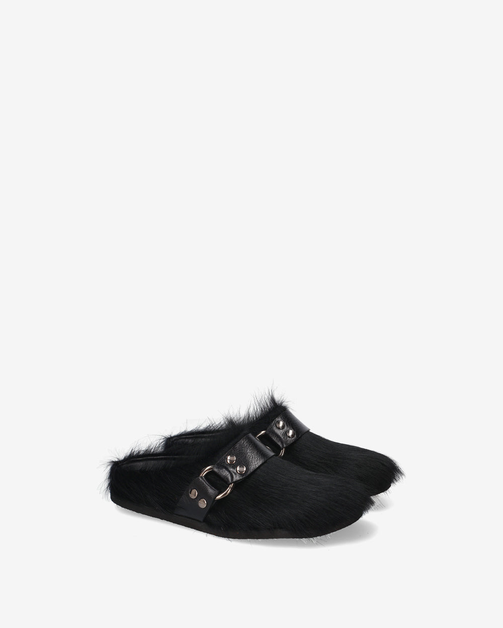 Black Fur Mules