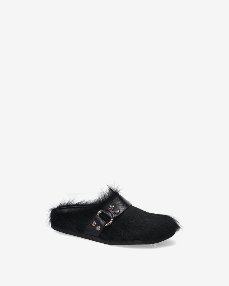 Black Fur Mules
