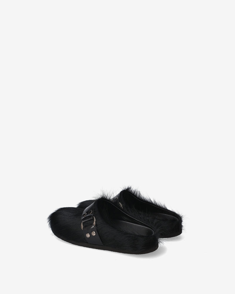 Black Fur Mules