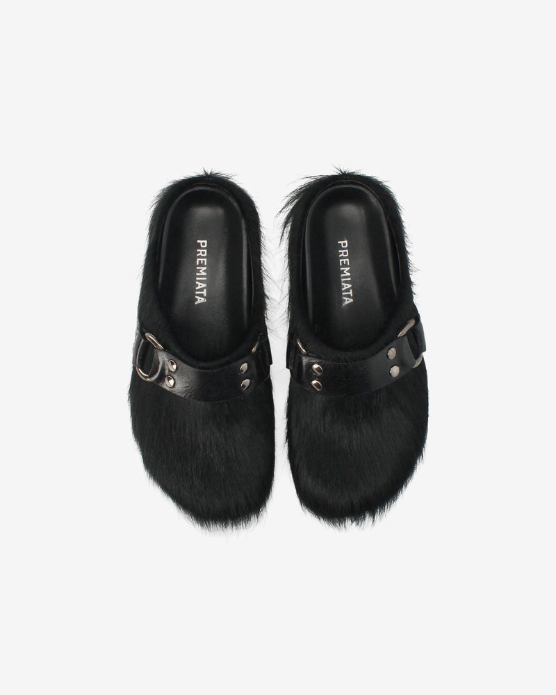 Black Fur Mules