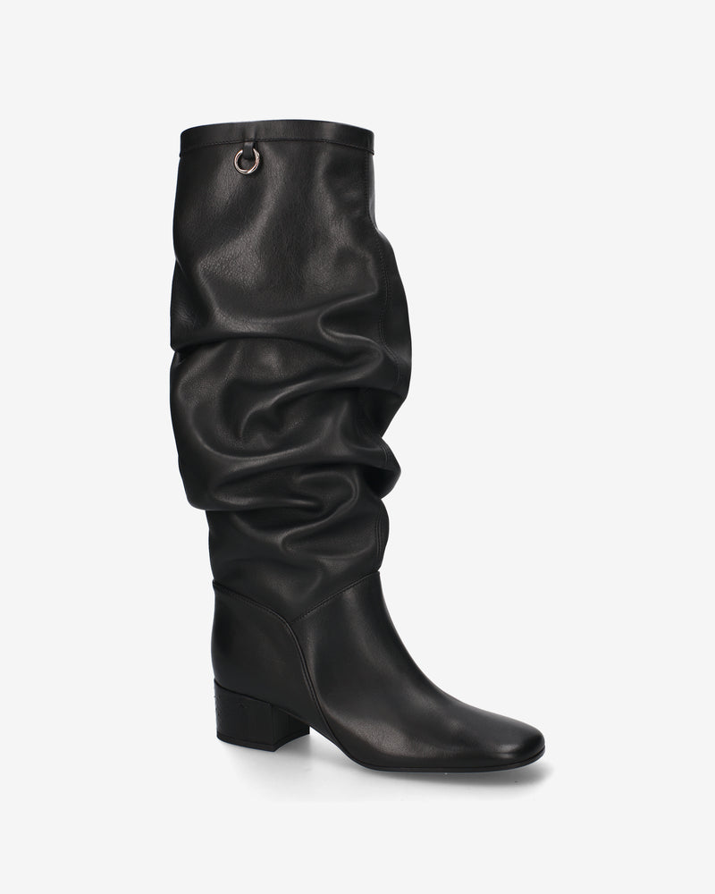 Stivale Drappeggiato in pelle Black