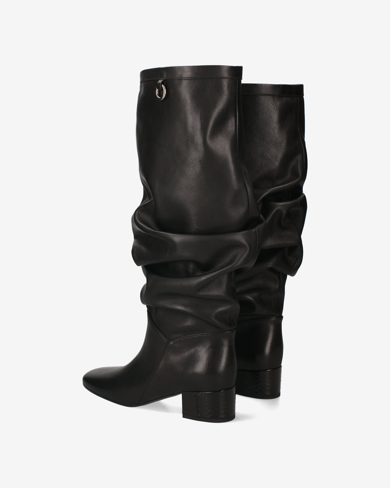 Stivale Drappeggiato in pelle Black