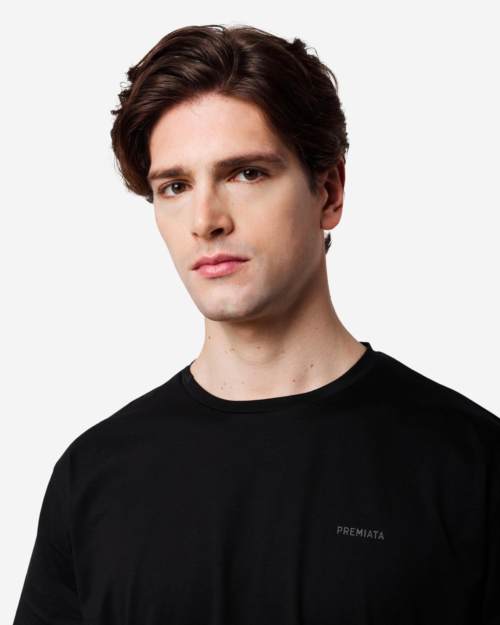 T-shirt in cotone con dettaglio in nylon