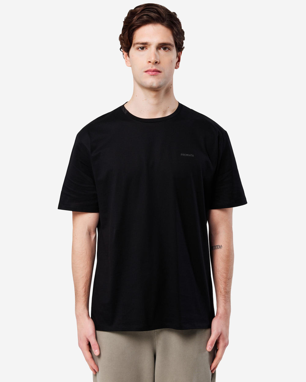 T-shirt in cotone con dettaglio in nylon
