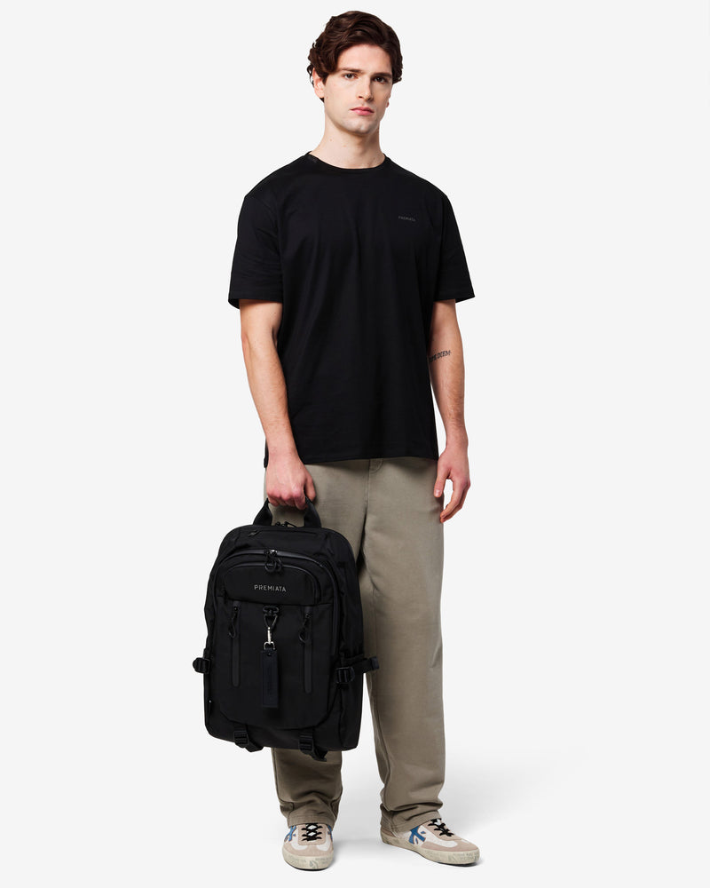 T-shirt in cotone con dettaglio in nylon