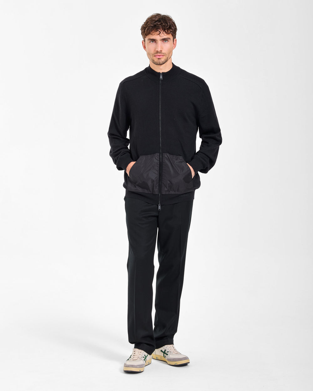 Maglia Full Zip Wool Black