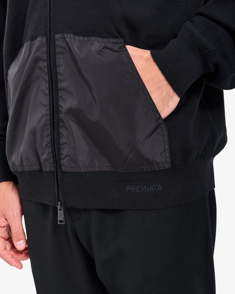 Maglia Full Zip Wool Black