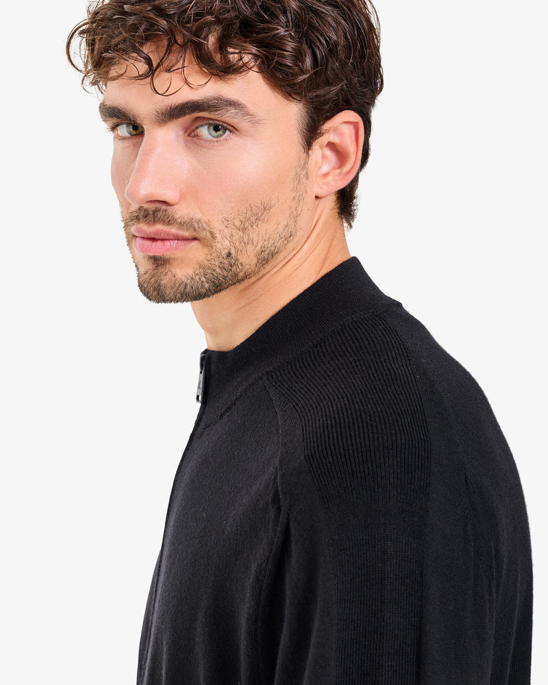 Maglia Full Zip Wool Black