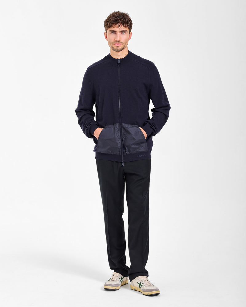 Maglia Full Zip Wool Blue
