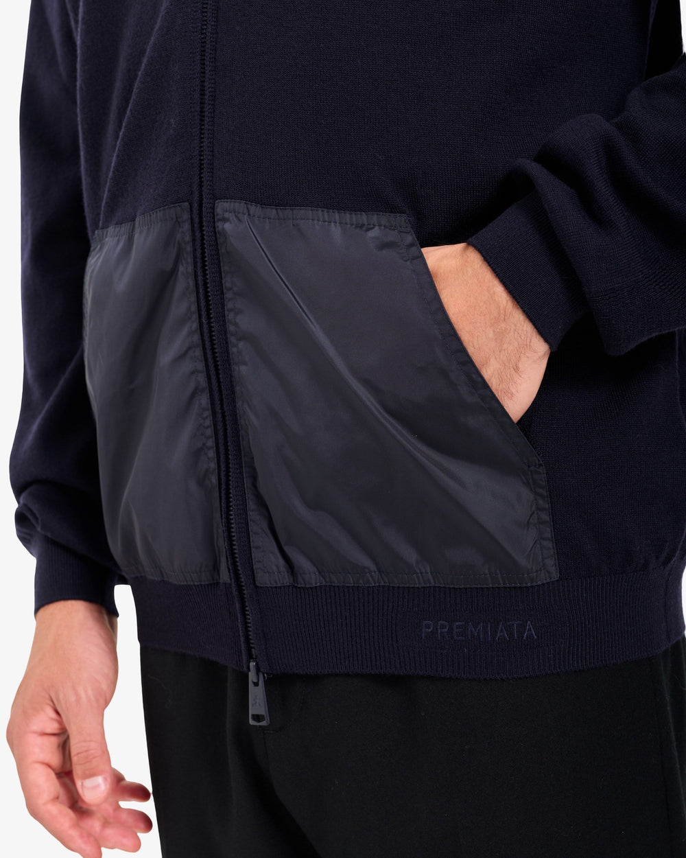 Maglia Full Zip Wool Blue
