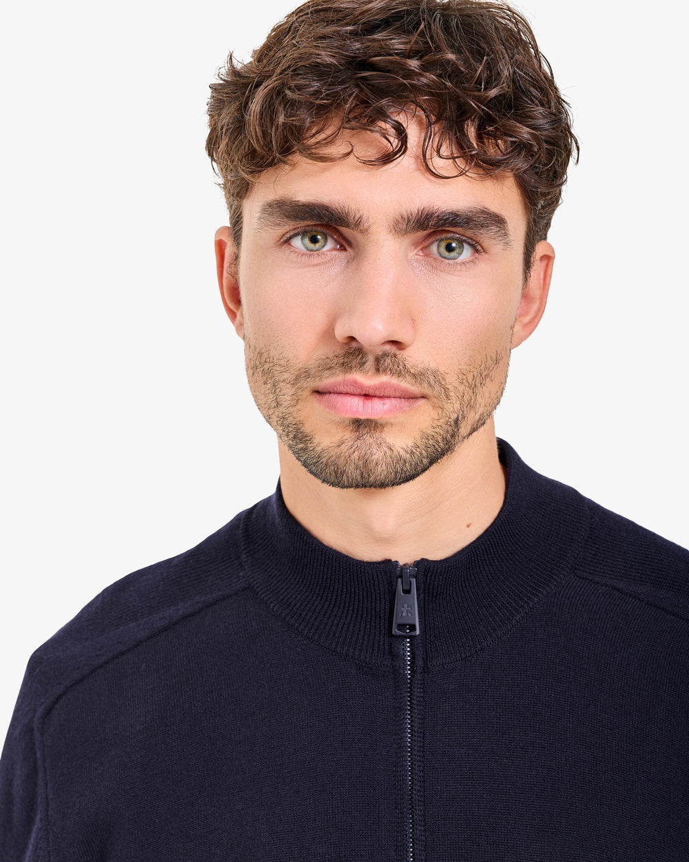 Maglia Full Zip Wool Blue
