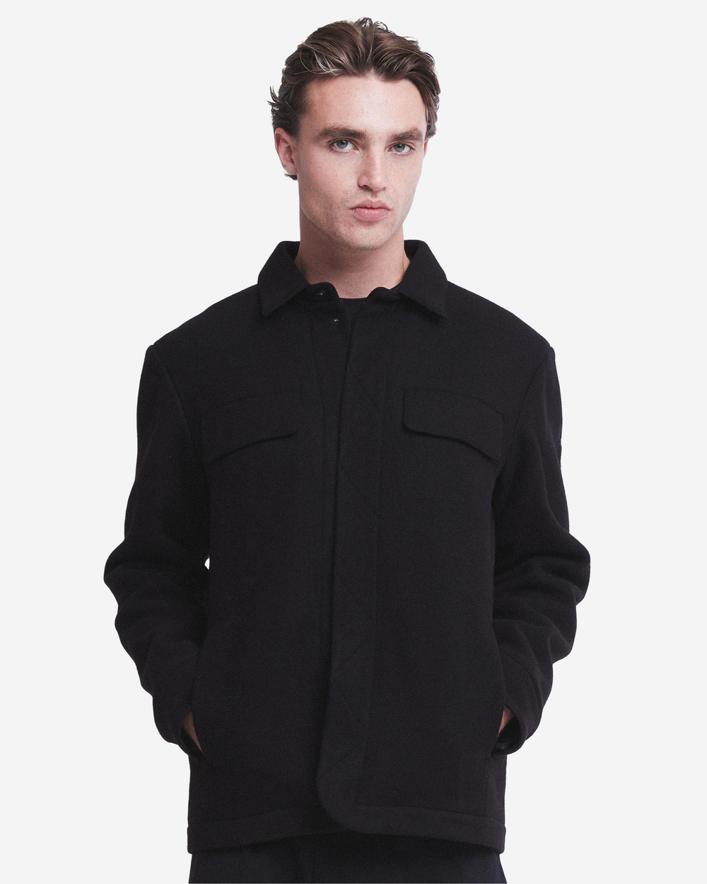 Giacca Overshirt Black in panno