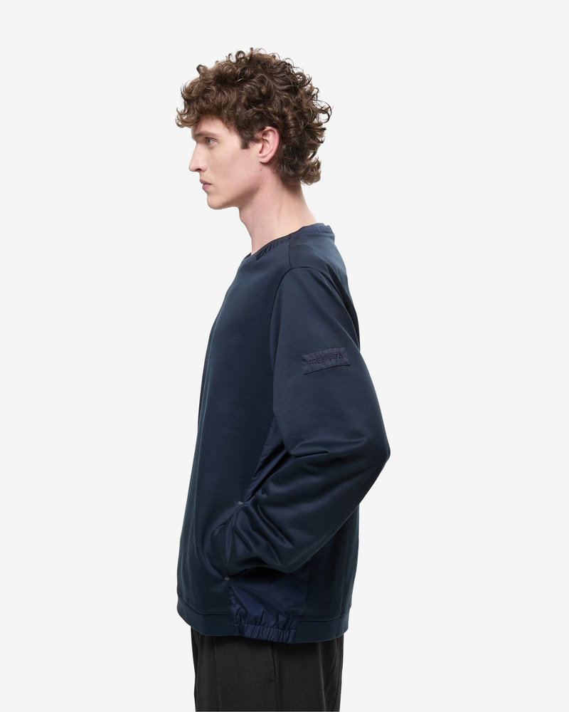 Felpa girocollo con dettagli in nylon