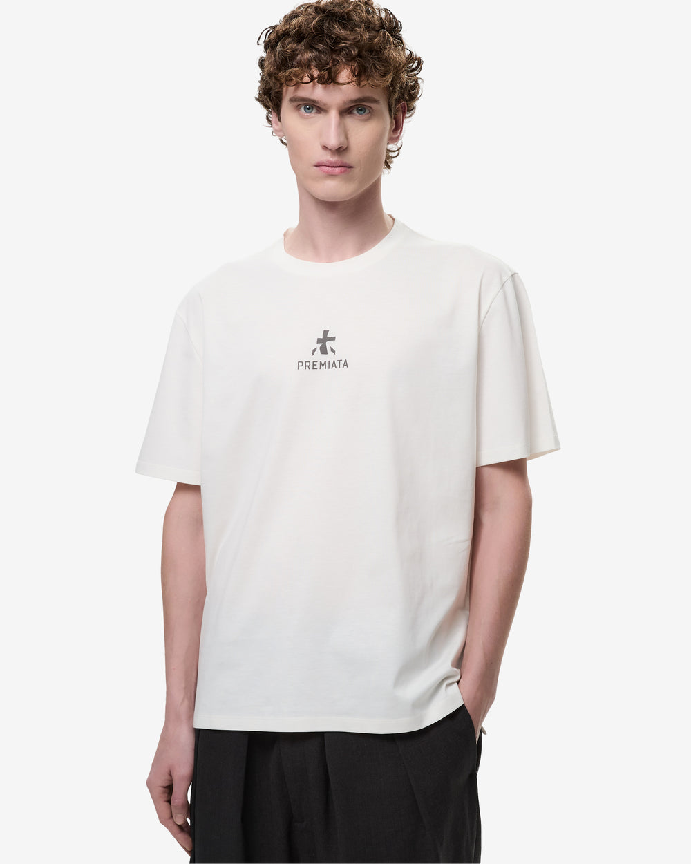 T-shirt in cotone con dettagli bonded