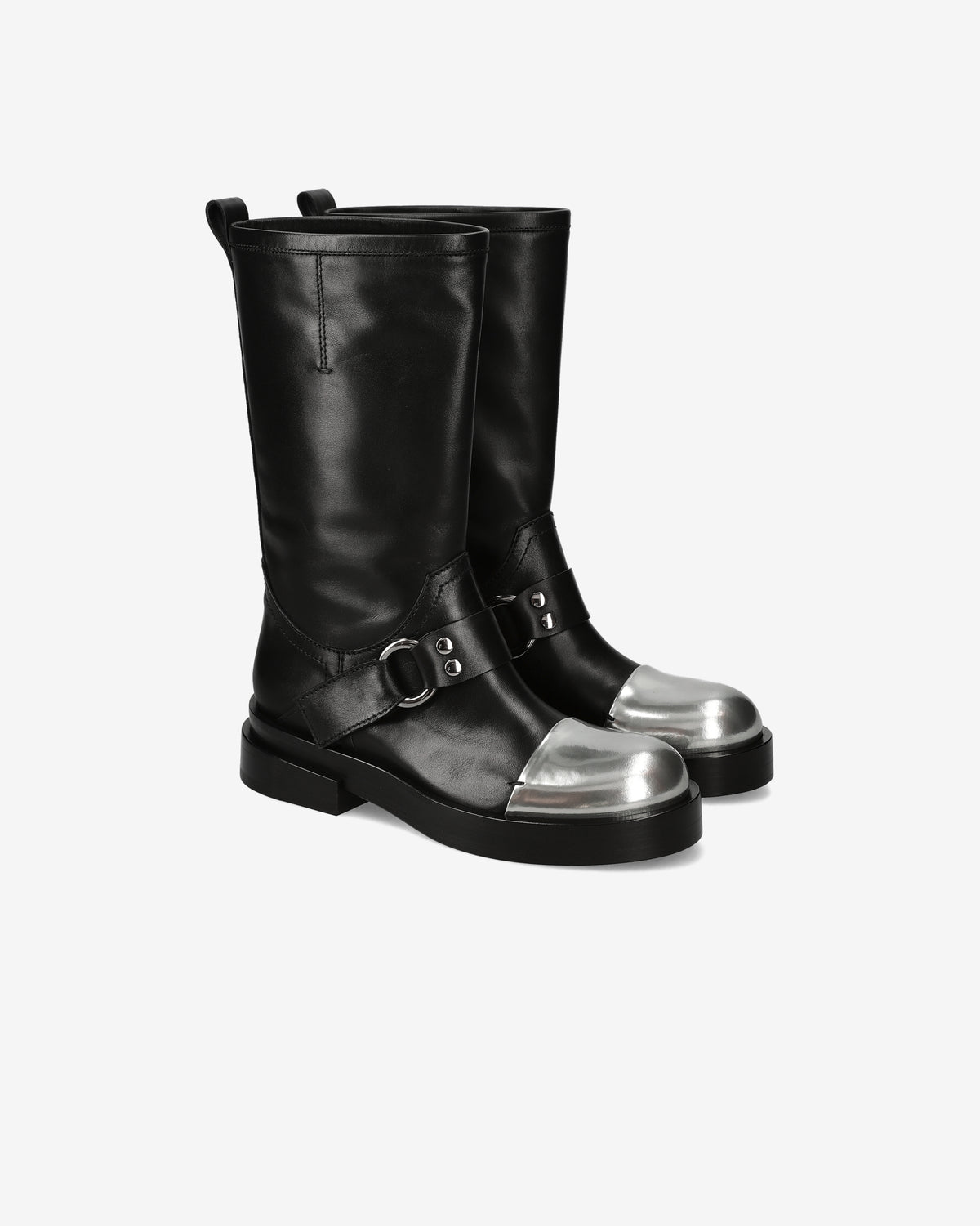 Dany Ankle Boots in iron and black calfskin