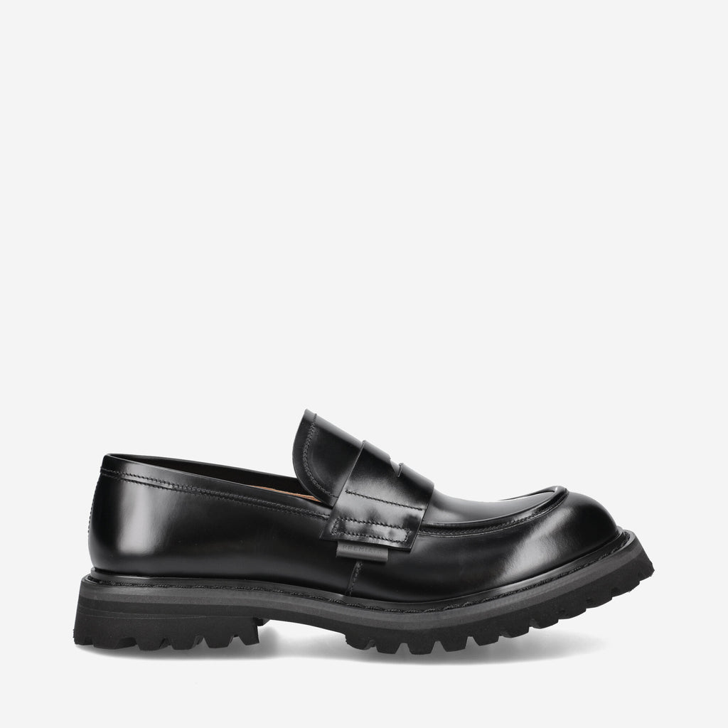 Black brushed leather loafers