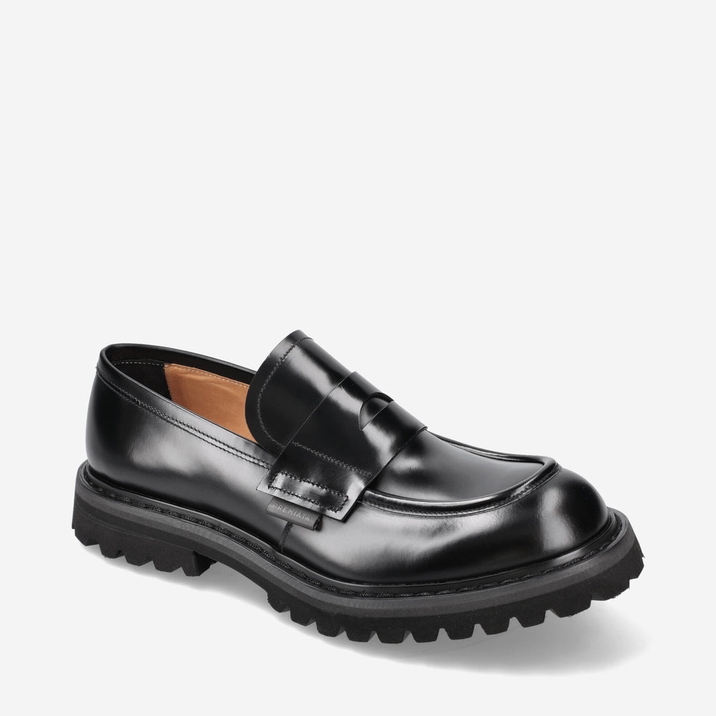 Black brushed leather loafers